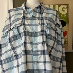 Columbia Performance Fishing Gear Men's Blue Plaid Fishing Shirt